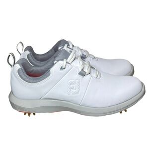 FootJoy eComfort Golf Shoes Women’s 7 White Leather Waterproof Spiked Lace Up